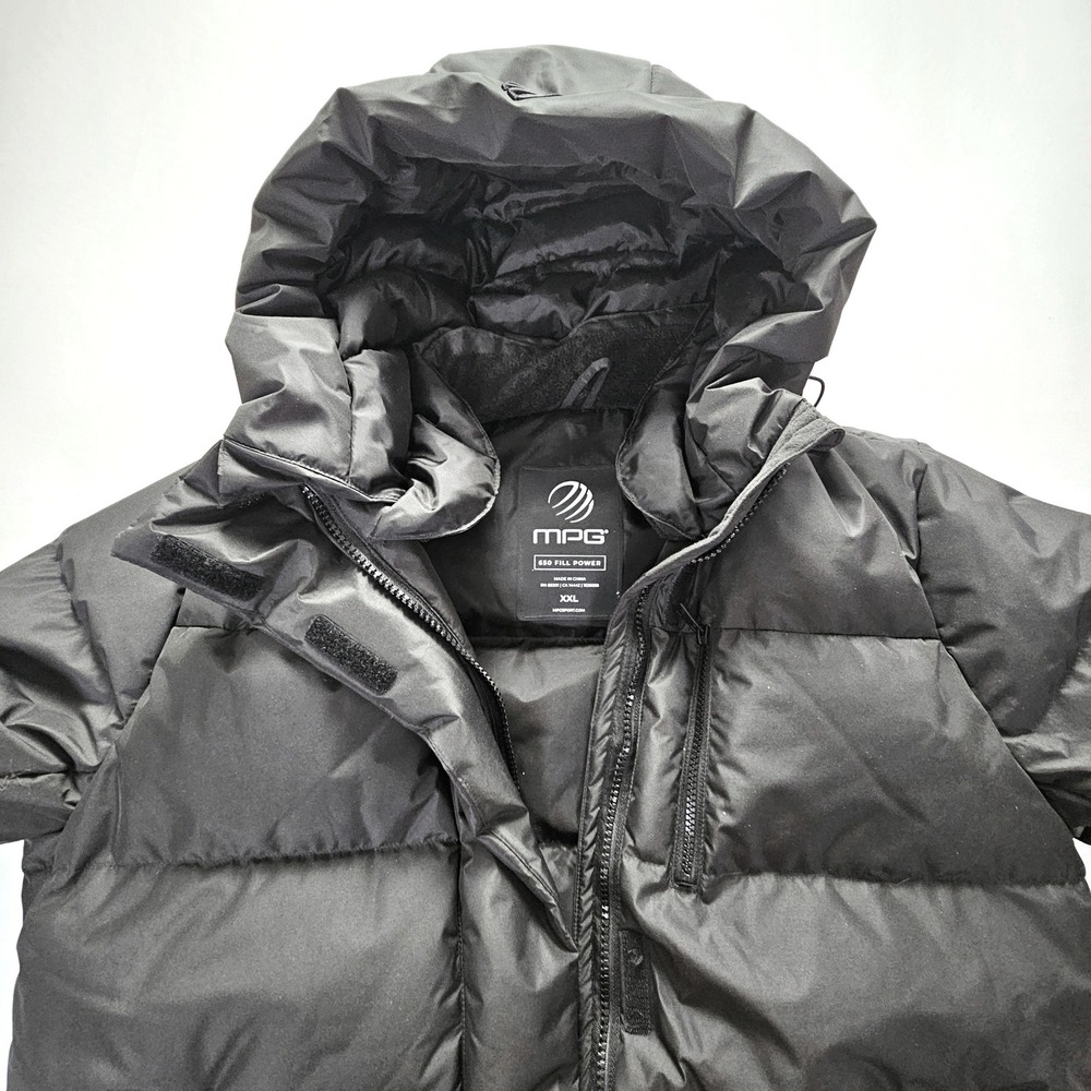 MPG Sport Mens Black Down Puffer Parka 650 Fill Power Long Winter Coat XXL